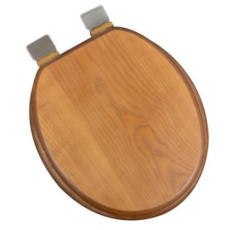 PLUMBING TECHNOLOGIES Plumbing Technologies 5F1R1-18BN Decorative Wood Round Front Toilet Seat with Brushed Nickel Hinges; Dark Brown Oak 5F1R1-18BN